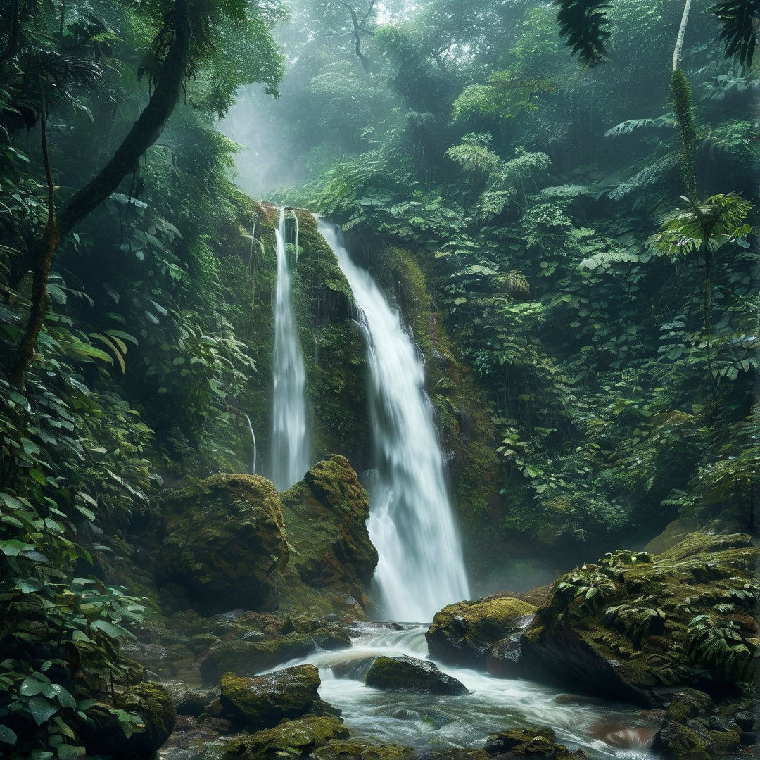 Lush Forest Waterfall