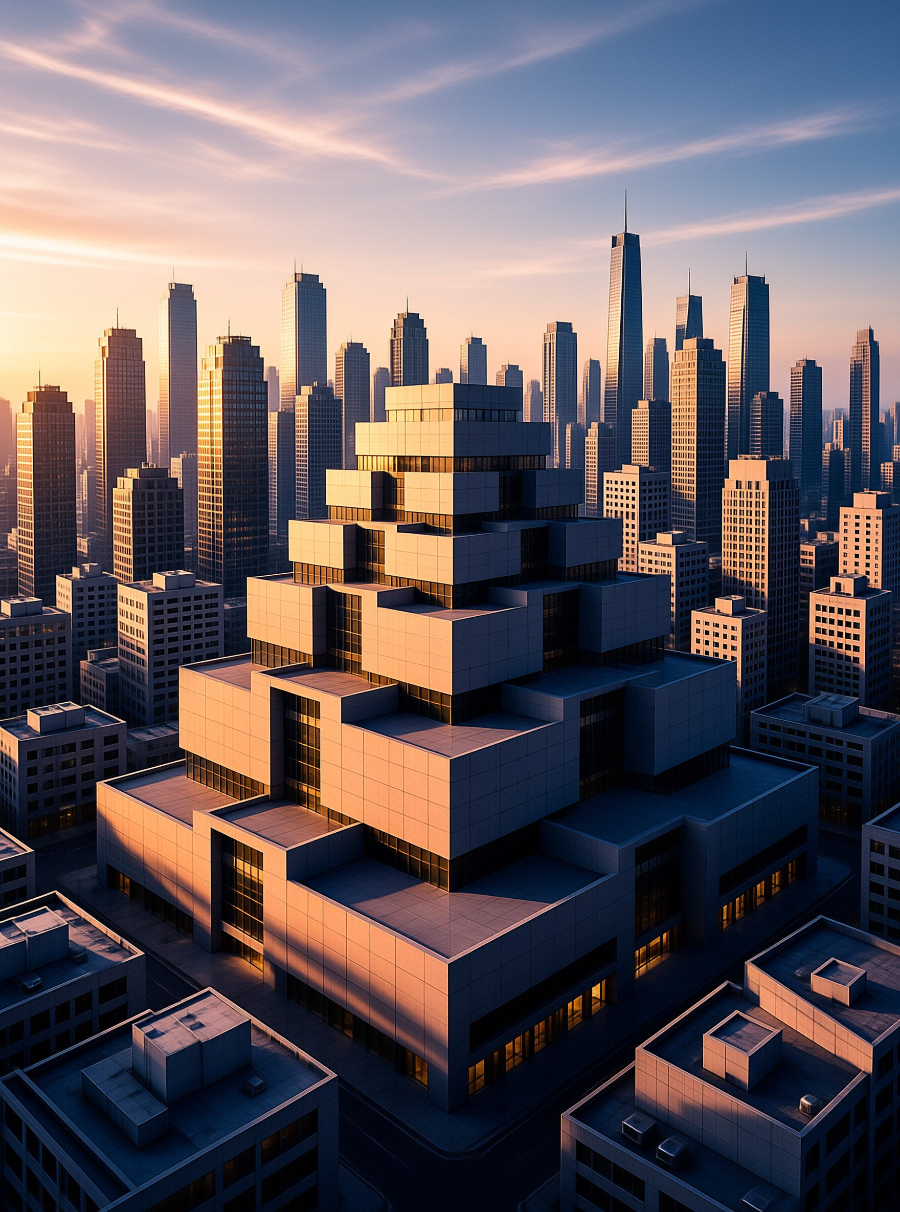 Modern Cityscape at Sunset