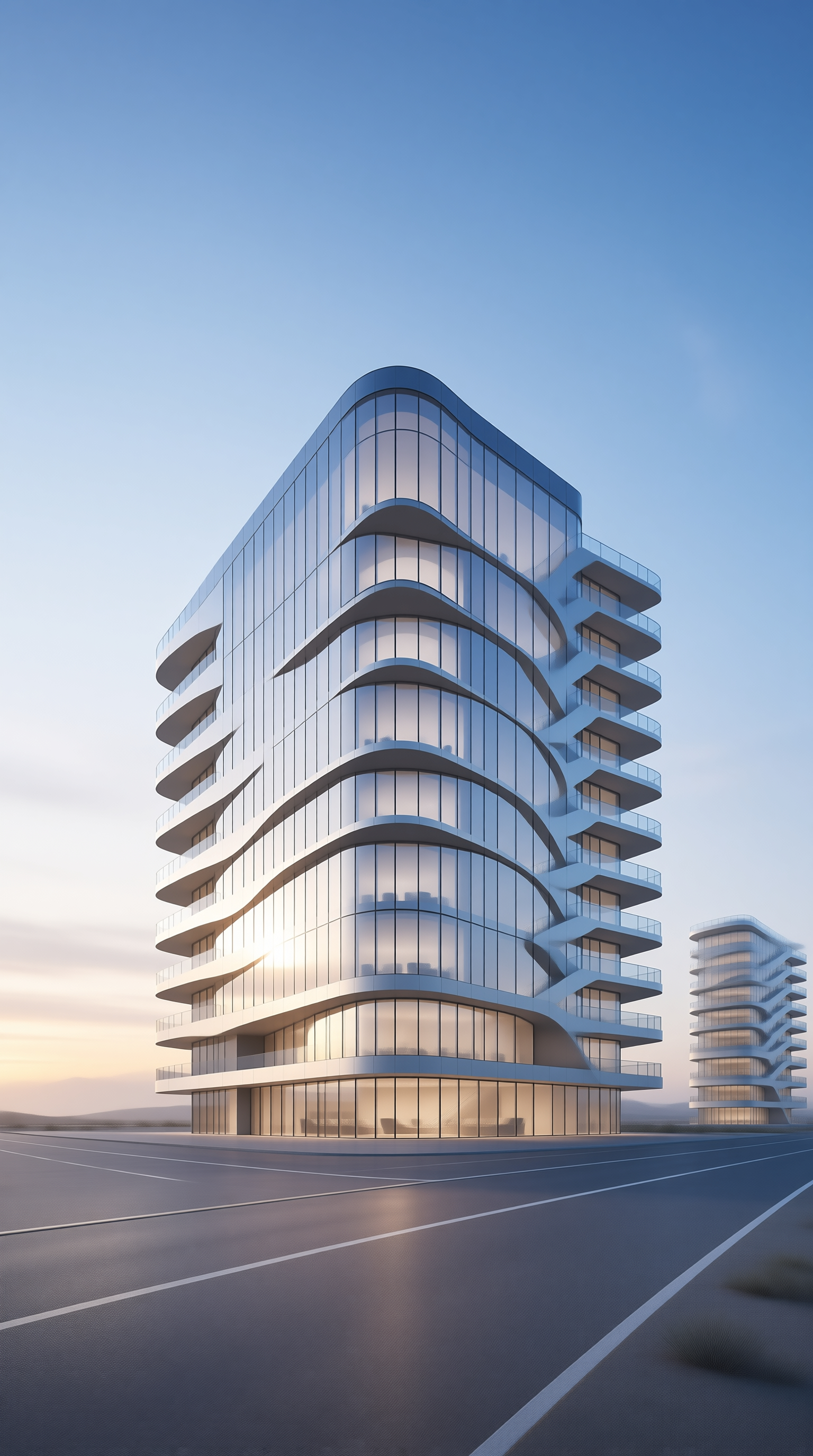 Modern Curved Glass Tower