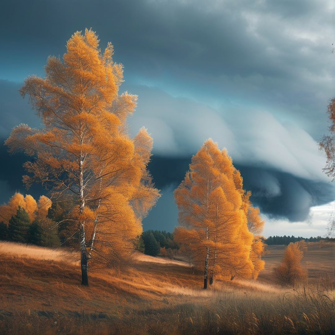 Autumn Larch Storm Scene