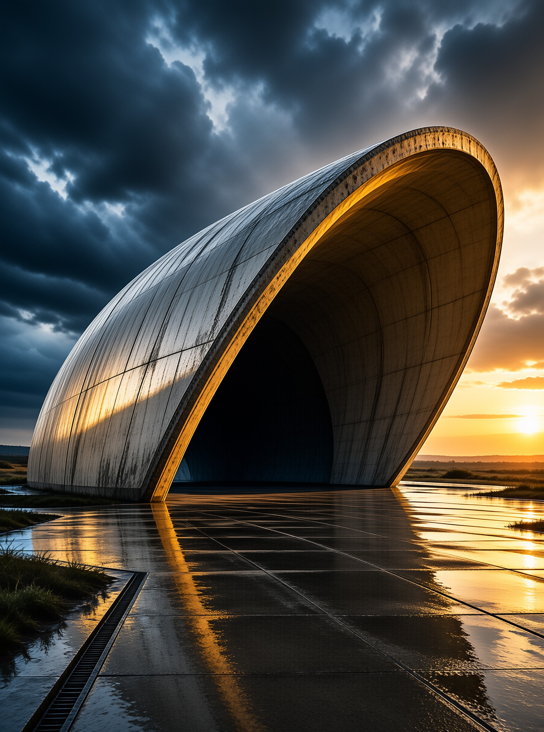 Curved Structure at Sunset