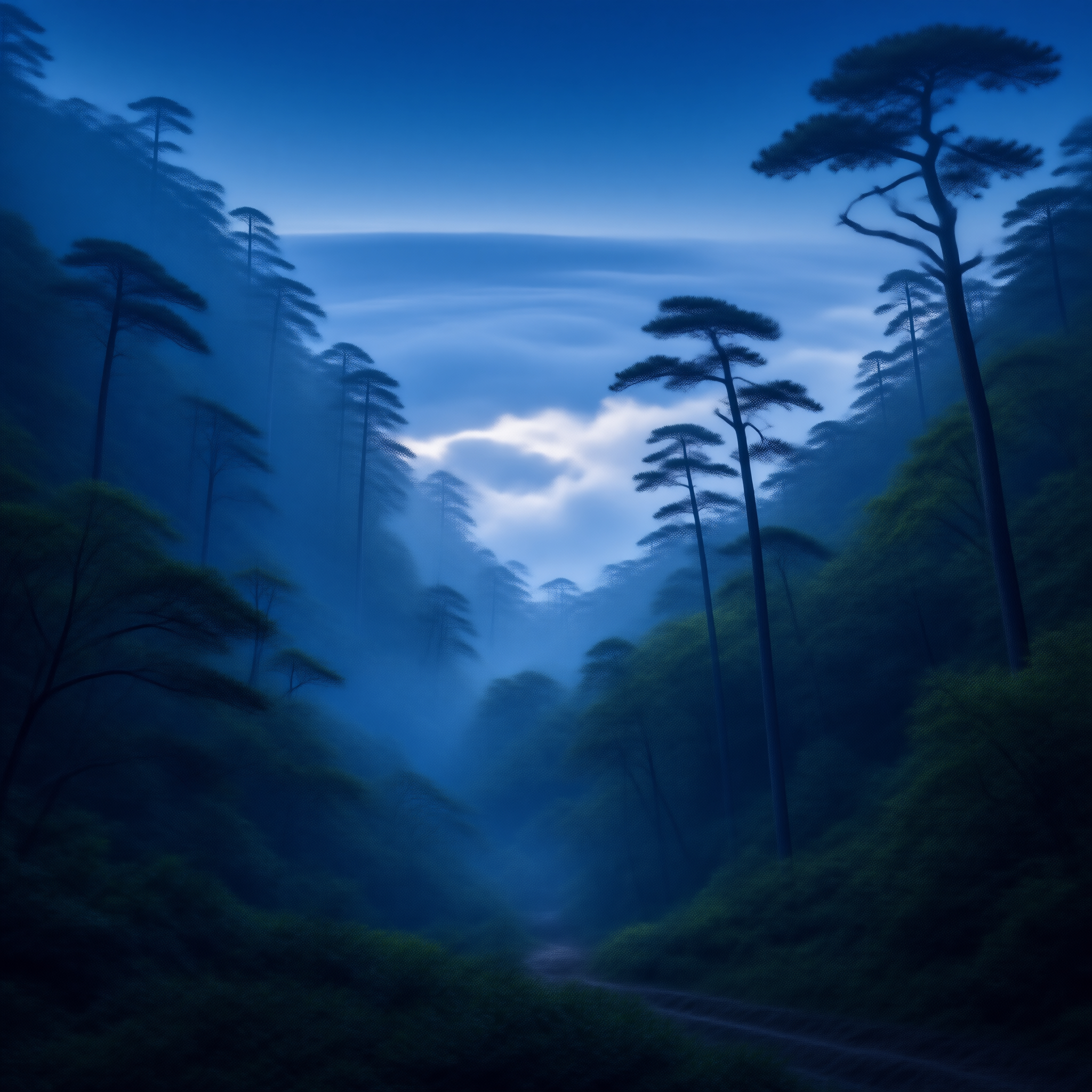 Misty Blue Forest Valley
