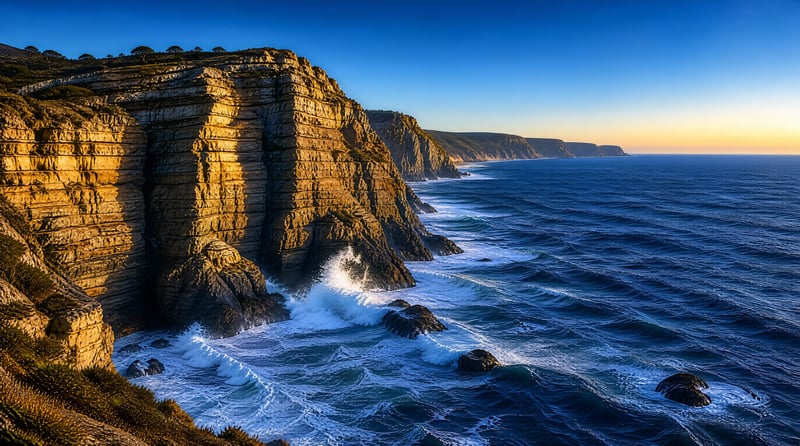 Coastal Cliffs at Sunset