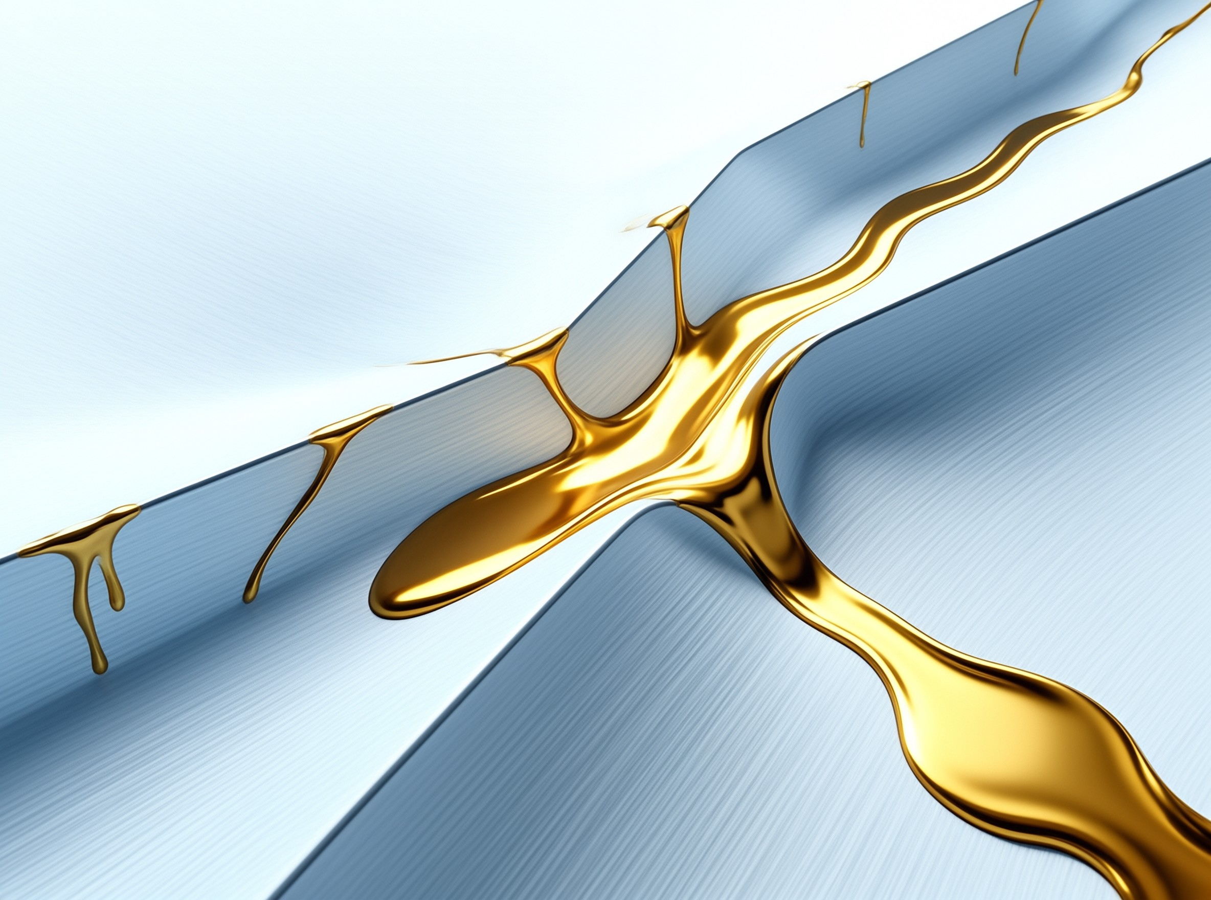 Golden Liquid on Blue Surface