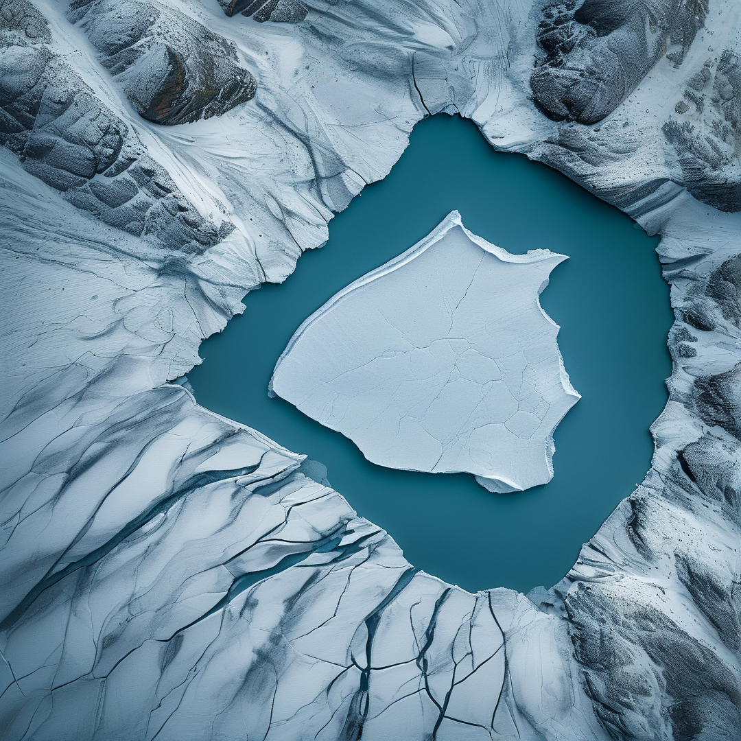 Aerial View of Frozen Lake
