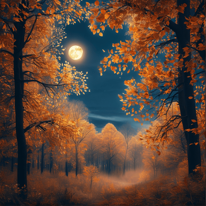 Moonlit Autumn Forest