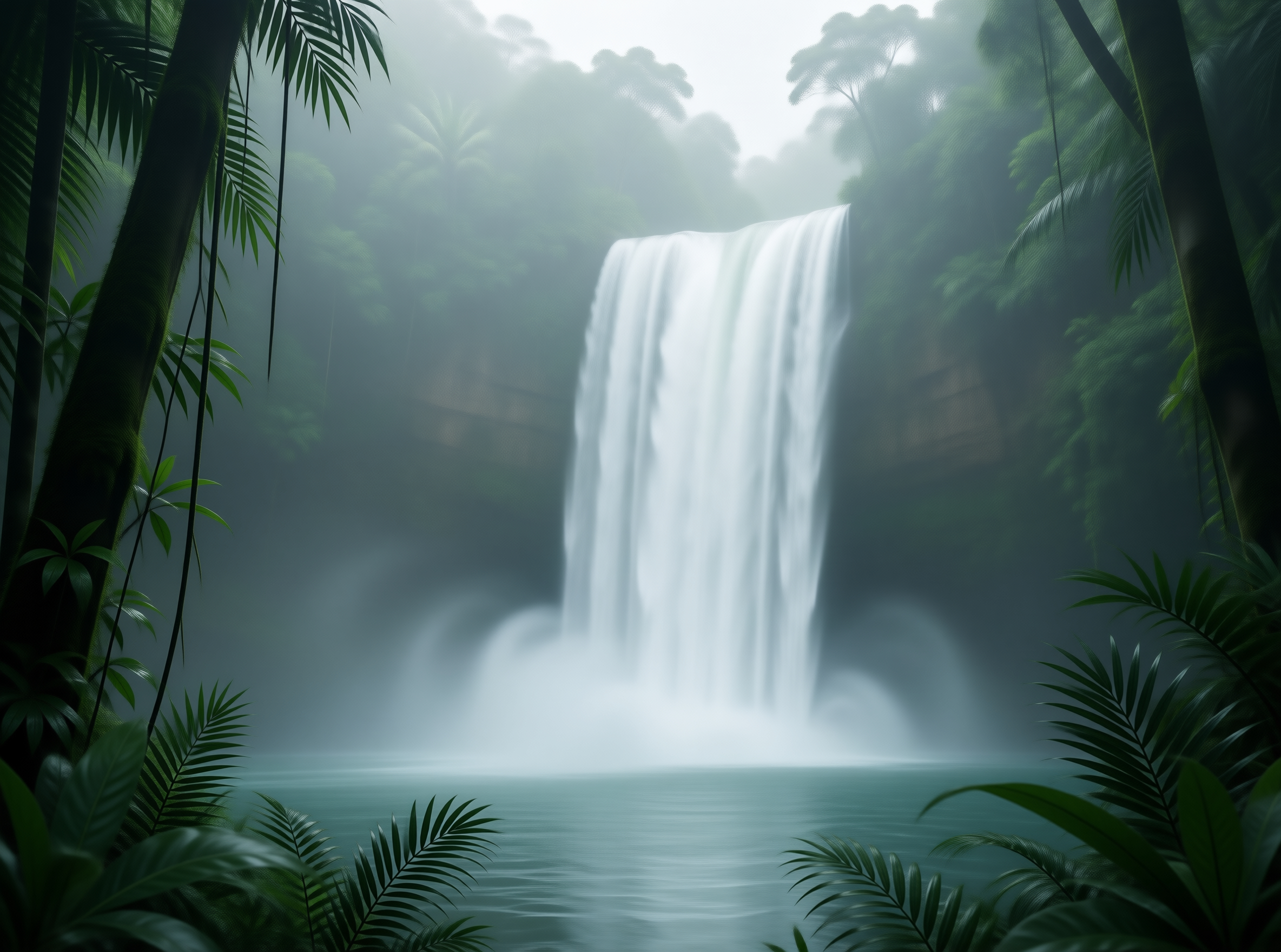 Misty Jungle Waterfall