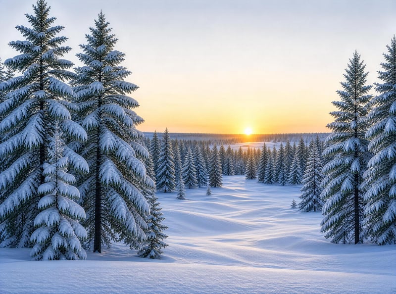 Winter Forest Sunset