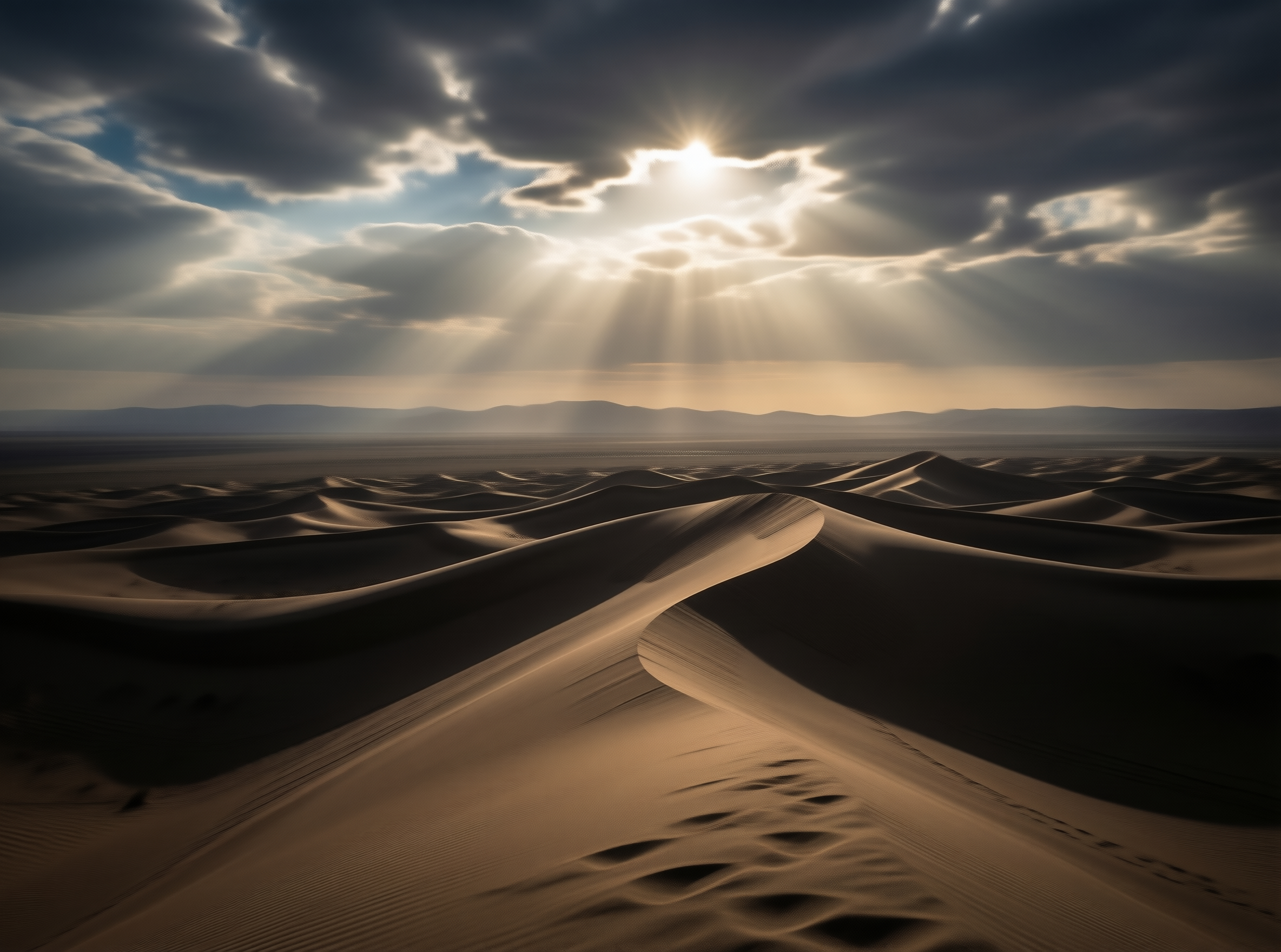 Sunlight Over Desert Dunes