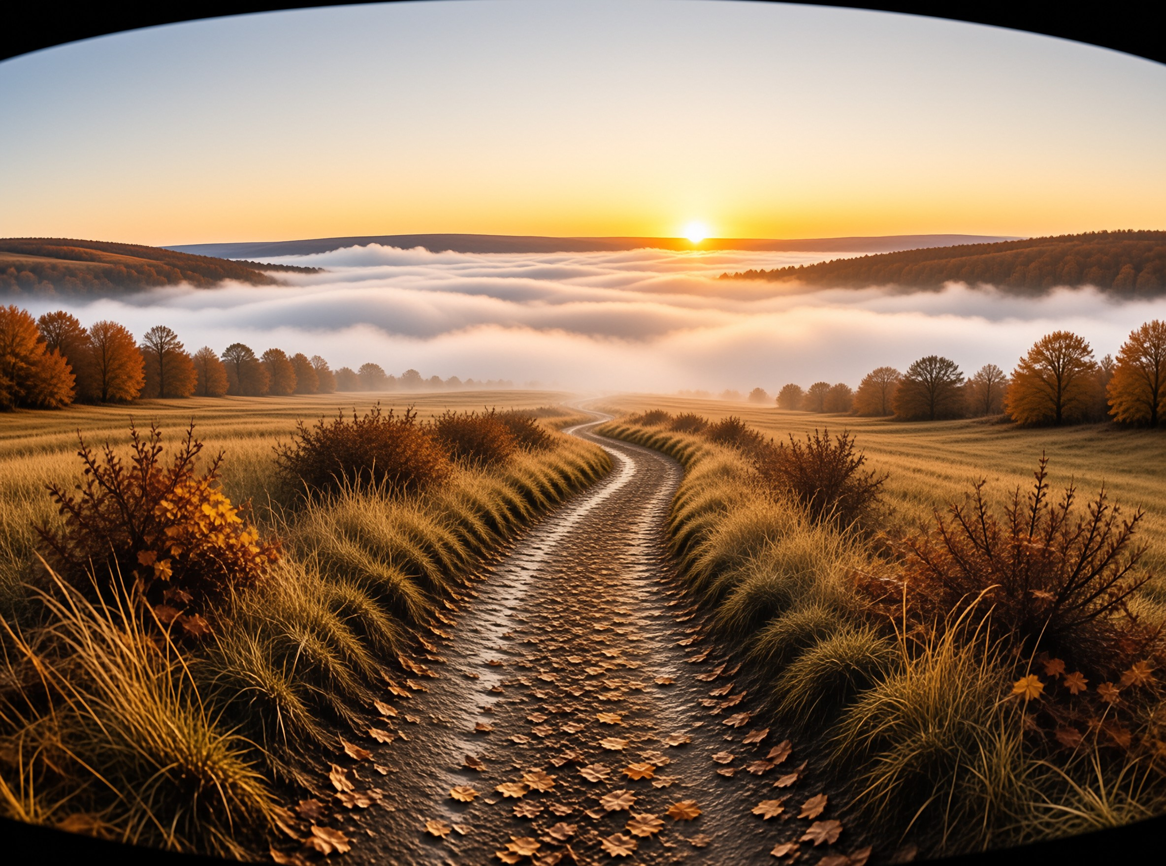 Golden Autumn Path at Sunrise