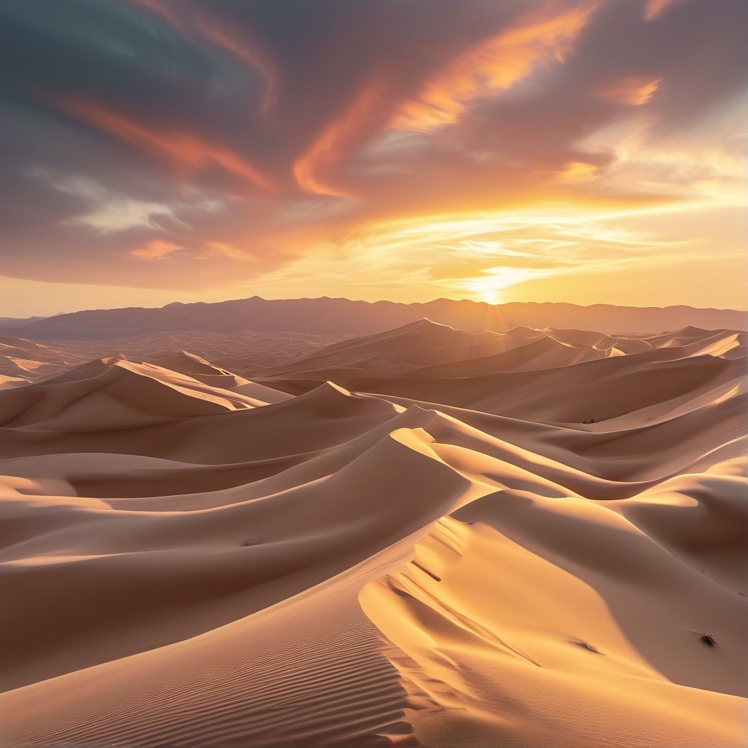 Golden Desert Dunes at Sunset