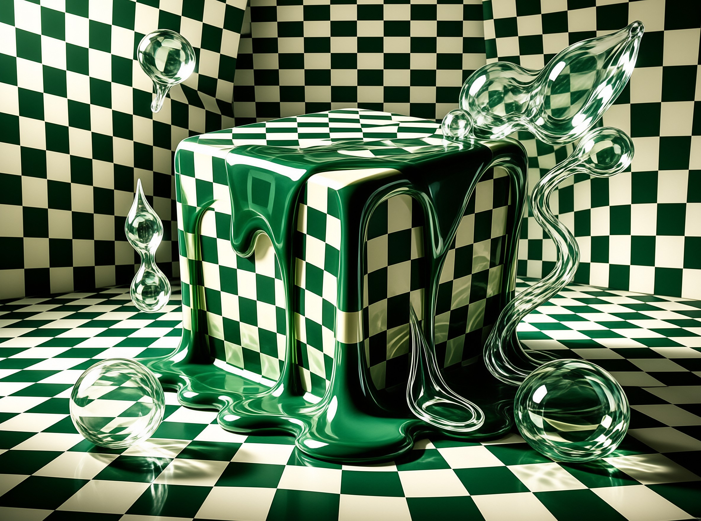 Melting Checkered Cube