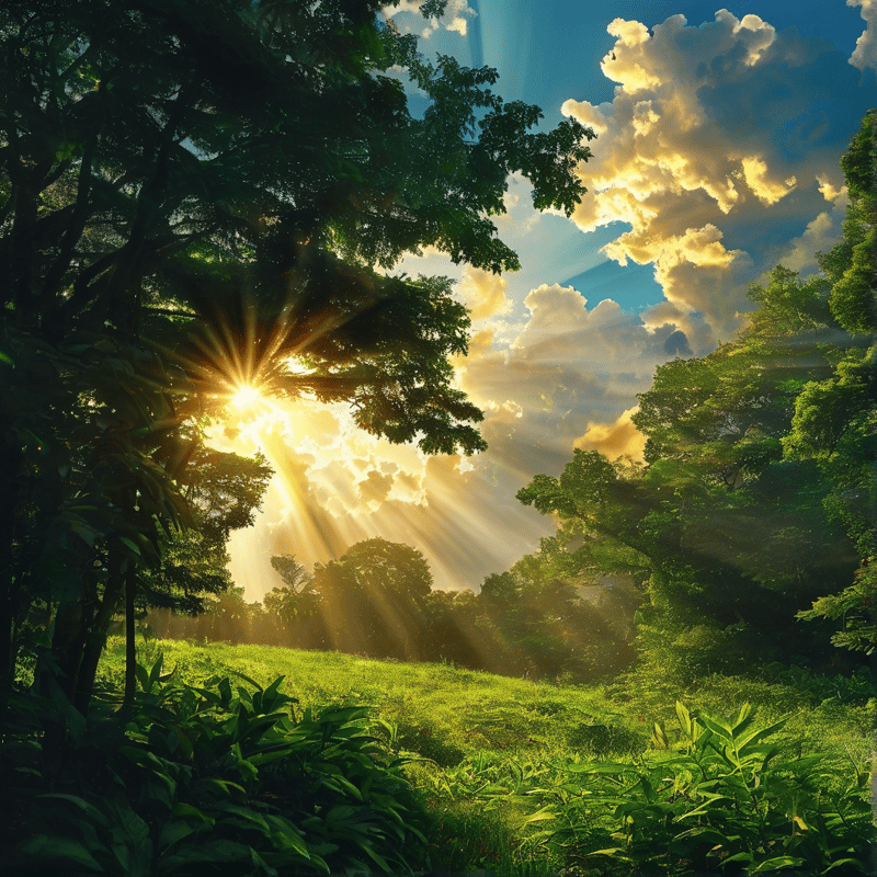 Sunlit Forest Scene