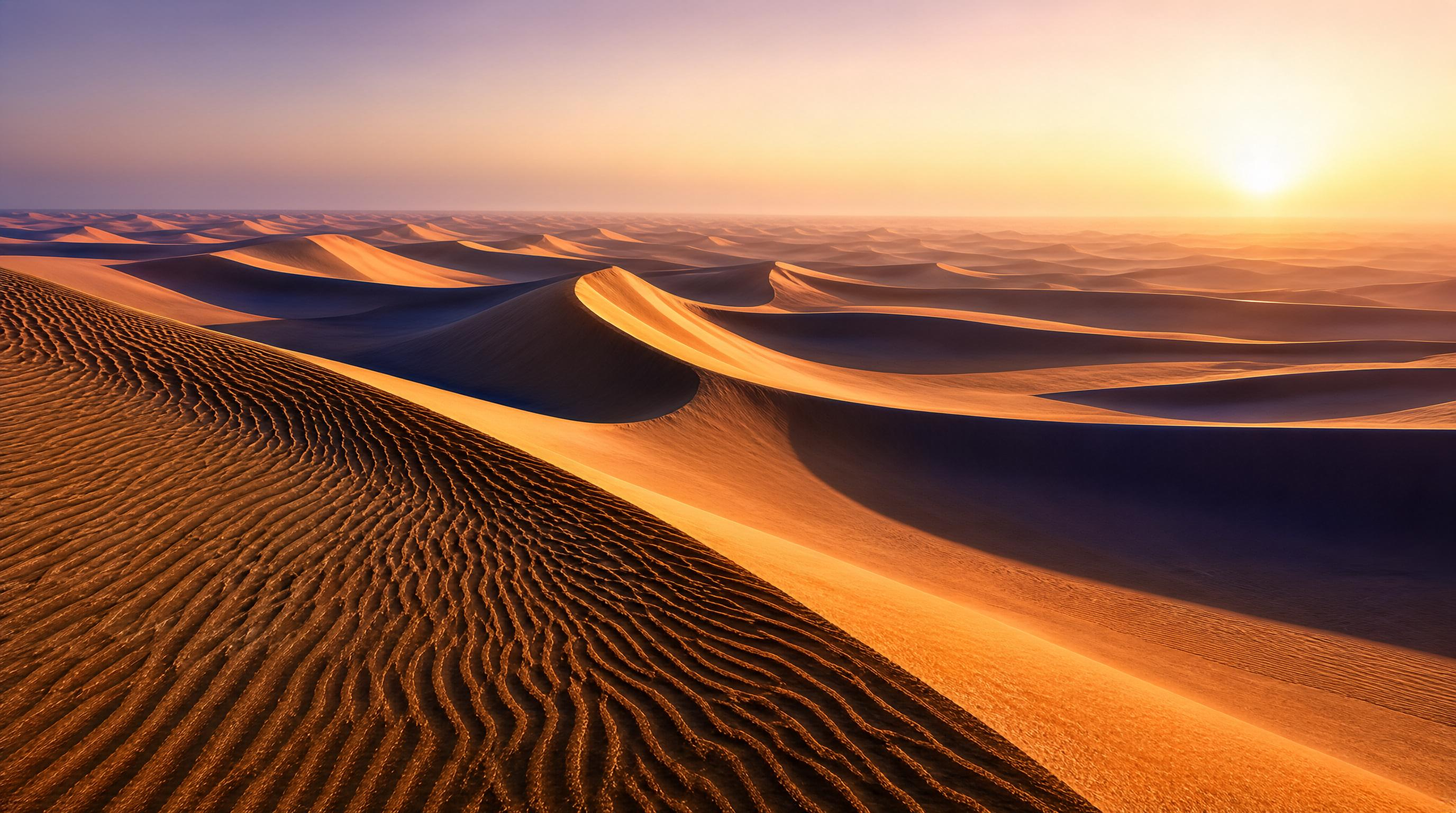 Golden Desert Dunes at Sunrise