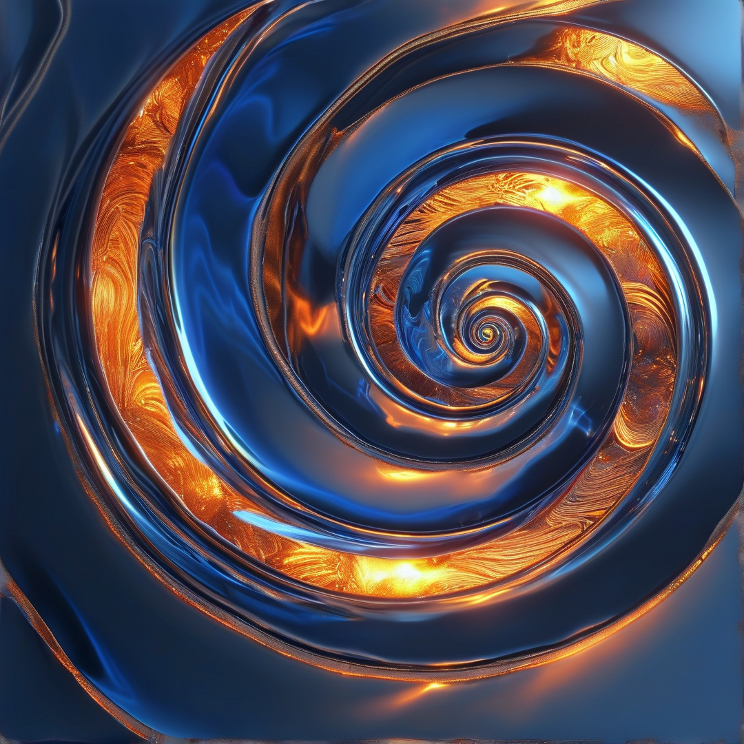 Glossy Blue Amber Spiral