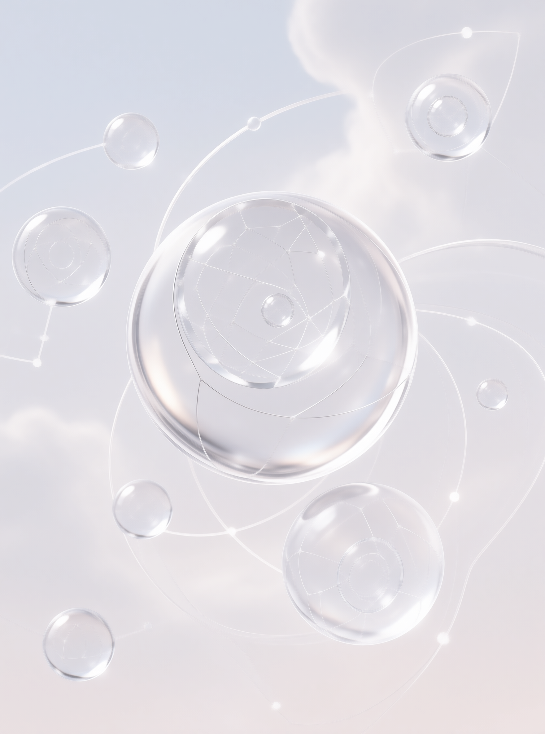 Abstract Floating Glass Spheres
