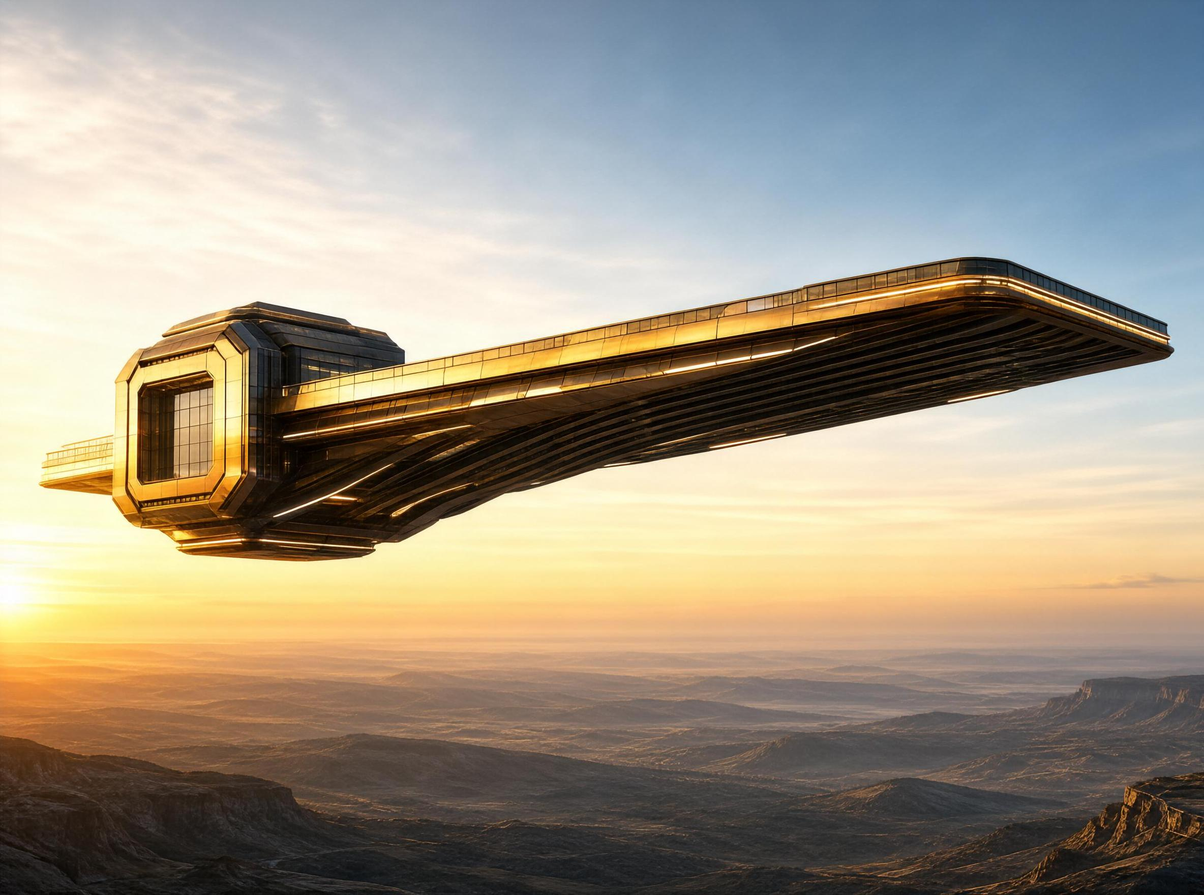 Futuristic Hovering Ship
