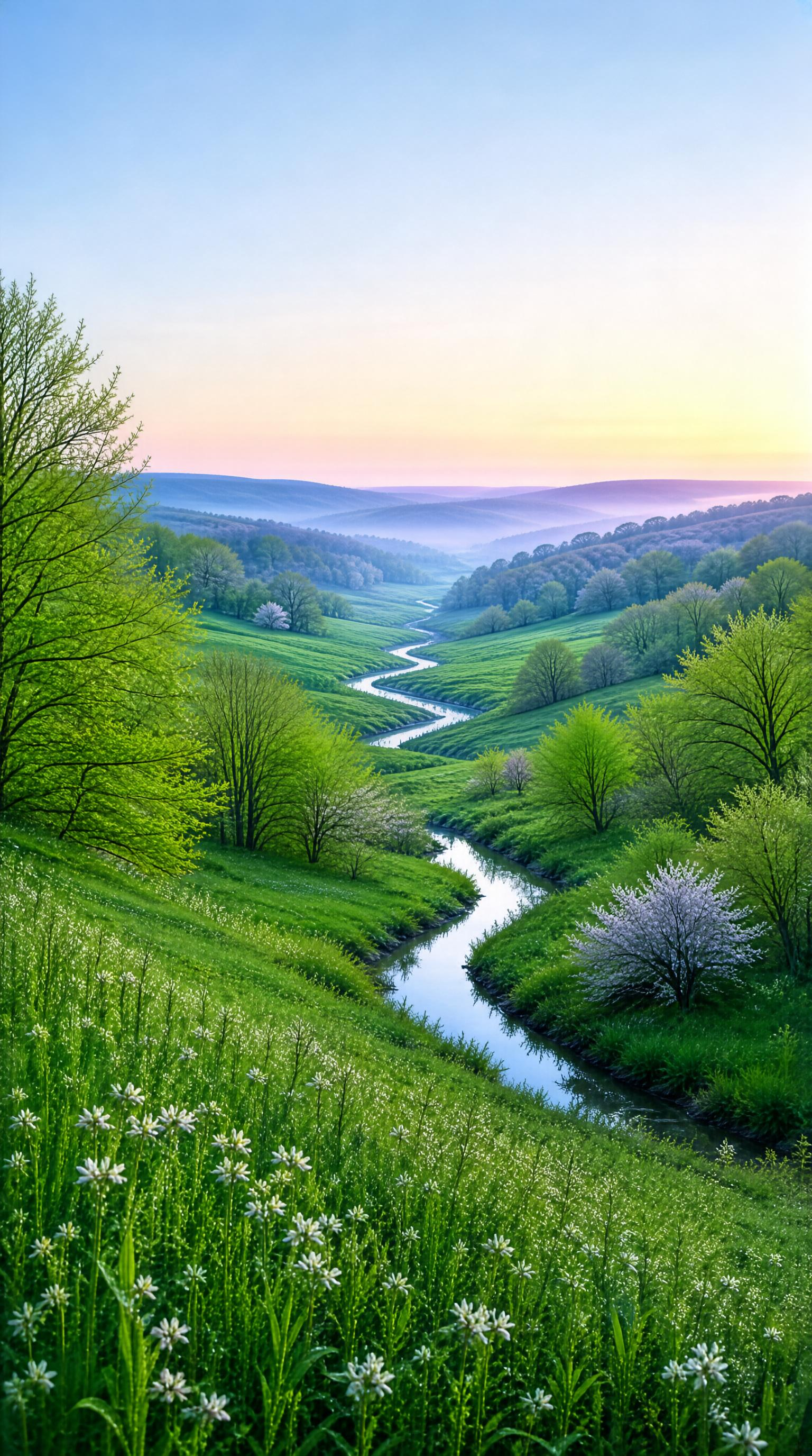 Rolling Green Valley at Dawn