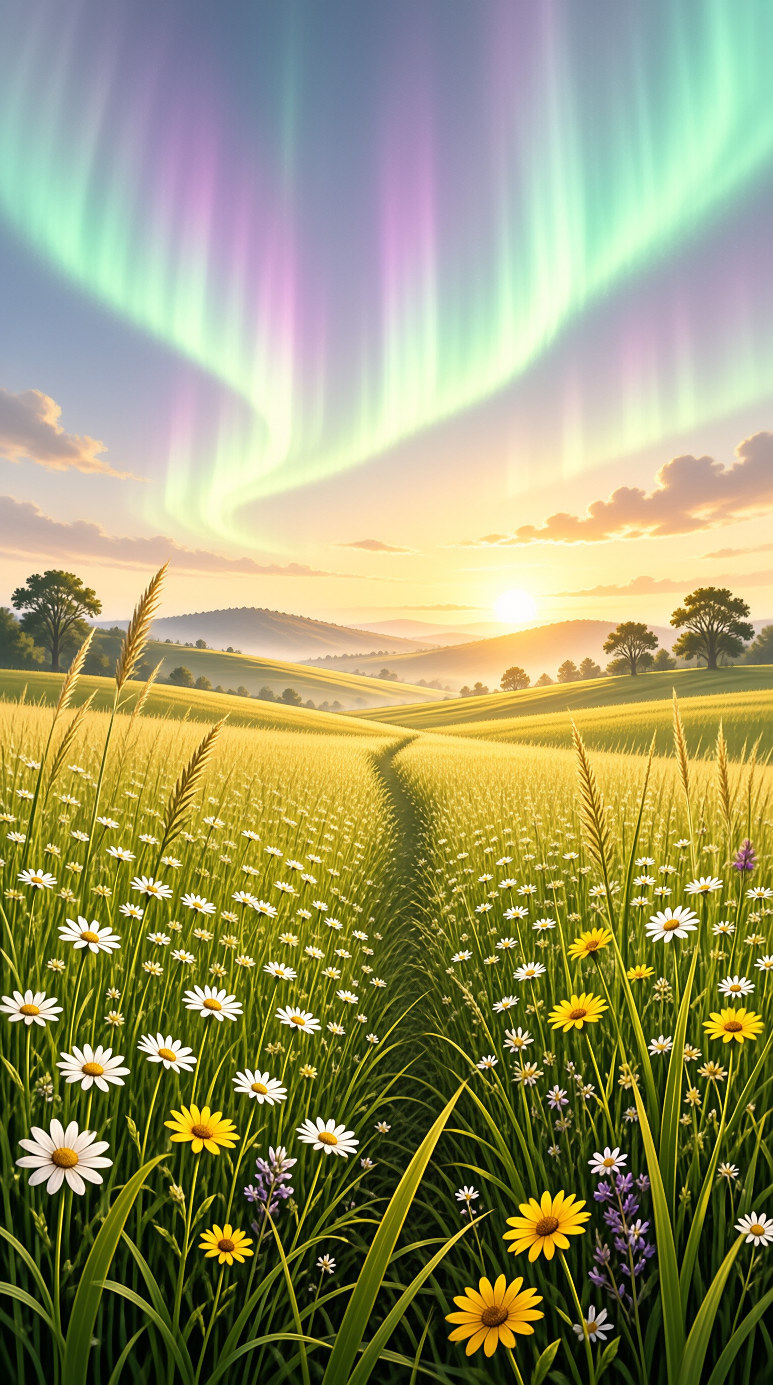 Aurora over Flower Fields