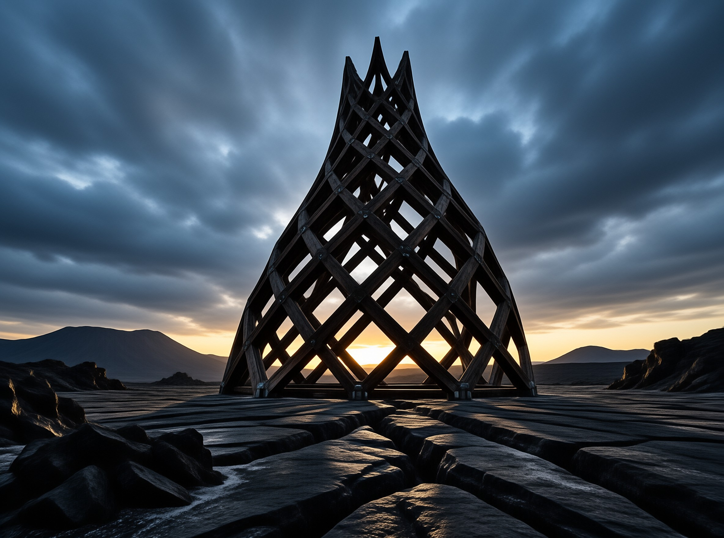 Wooden Structure at Sunset