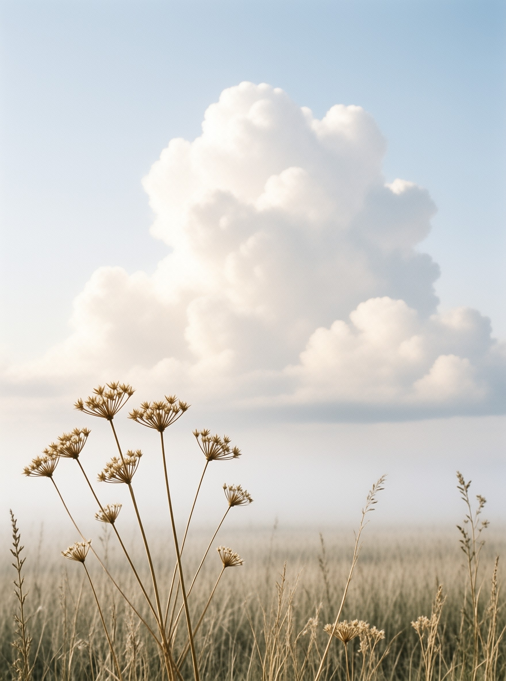 Dry Wildflowers Under a Cloud