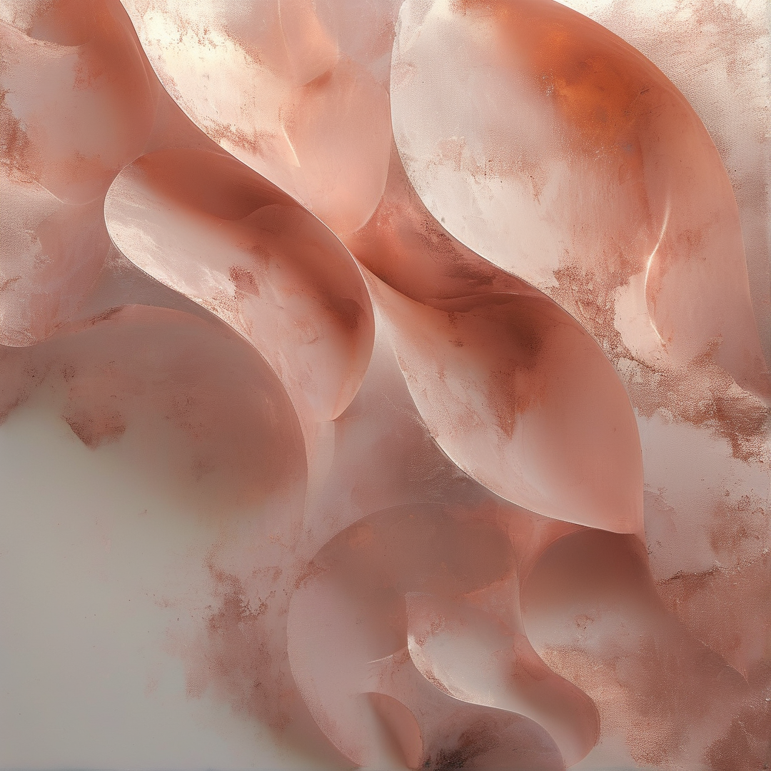 Smooth organic curves display beige and rose tones illuminated by gentle diffused lighting across the frame.