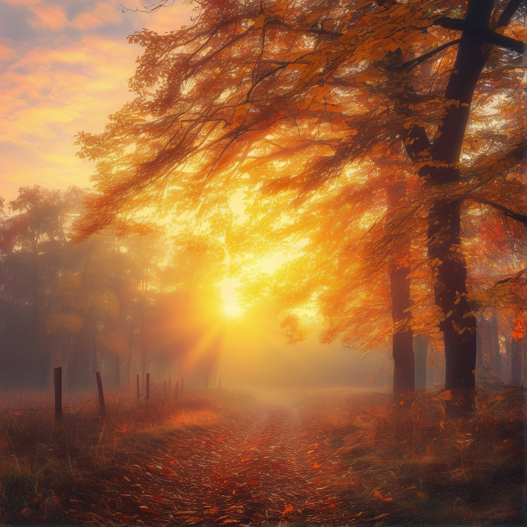 Sunlit Autumn Path