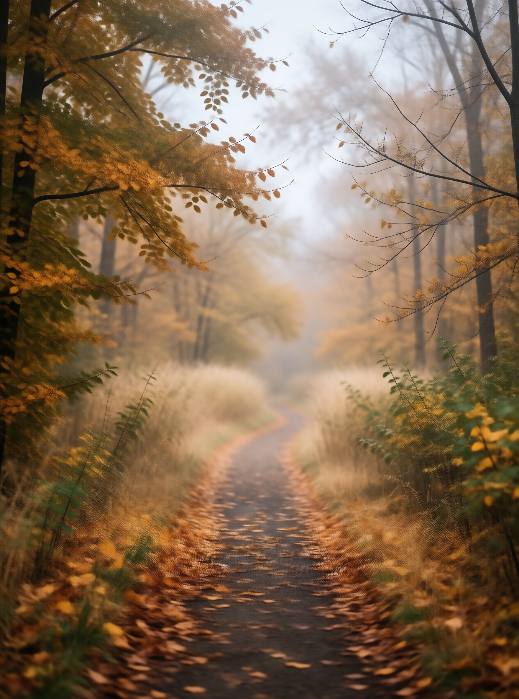 Misty Autumn Forest Trail