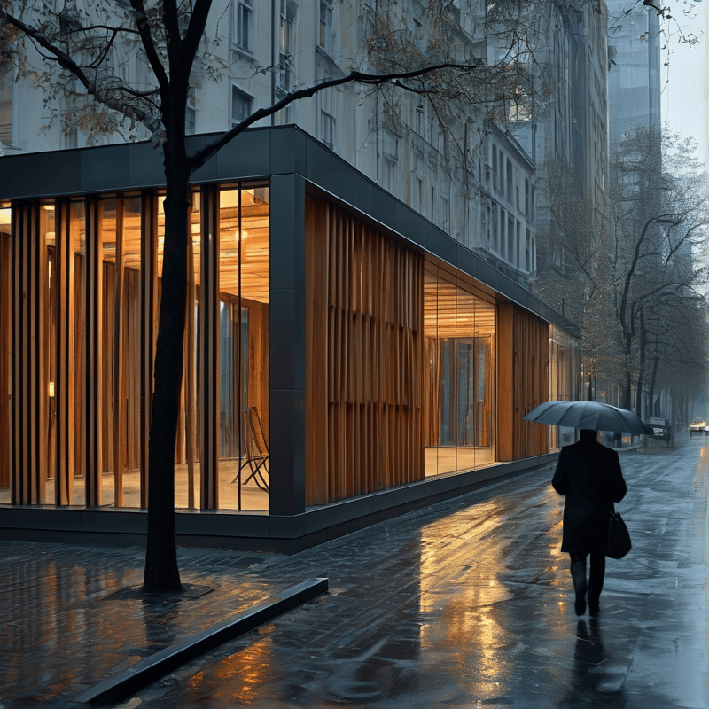 Warm Light on Rainy Street