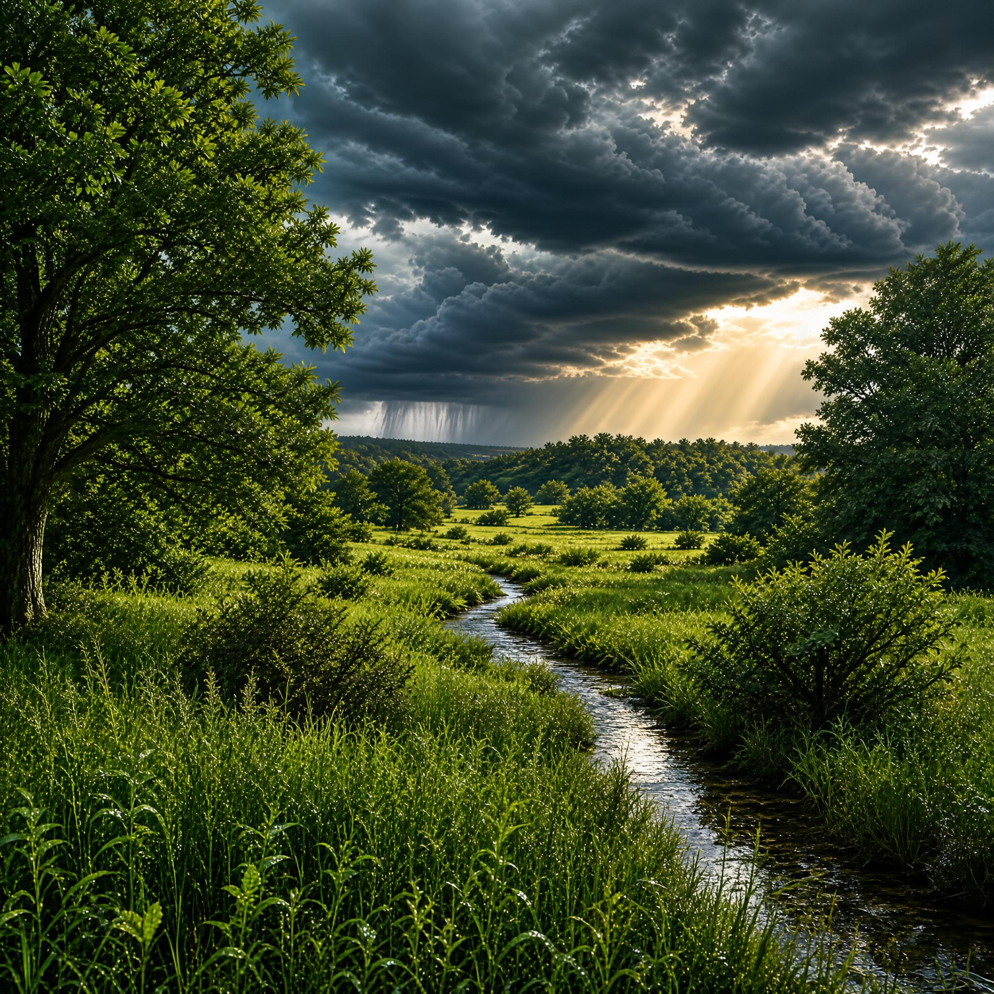 Stormy Sky With Sunbeams