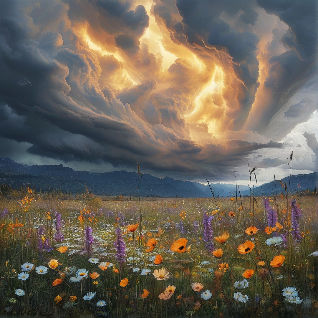 Golden Light Over Wildflowers