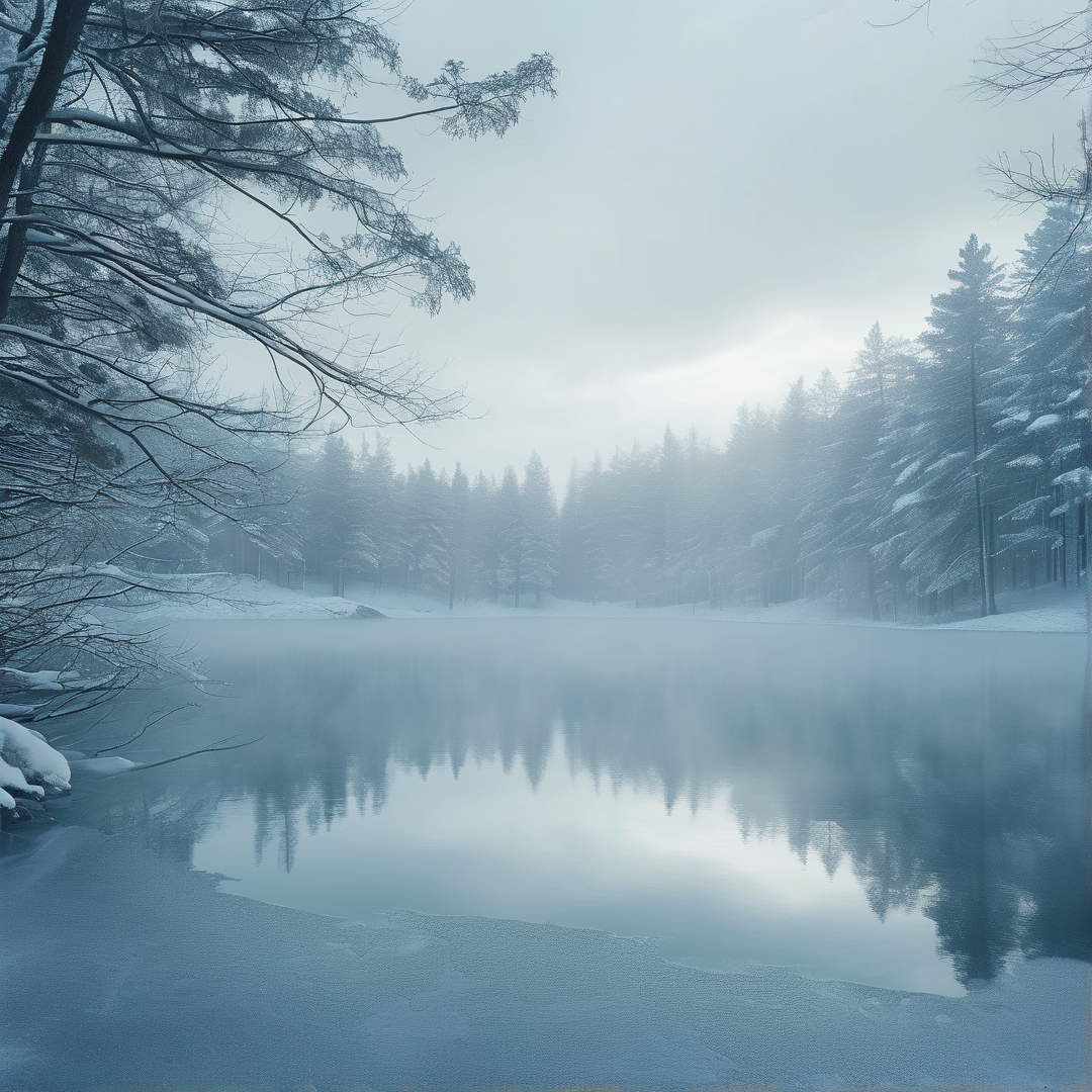 Misty Winter Lake