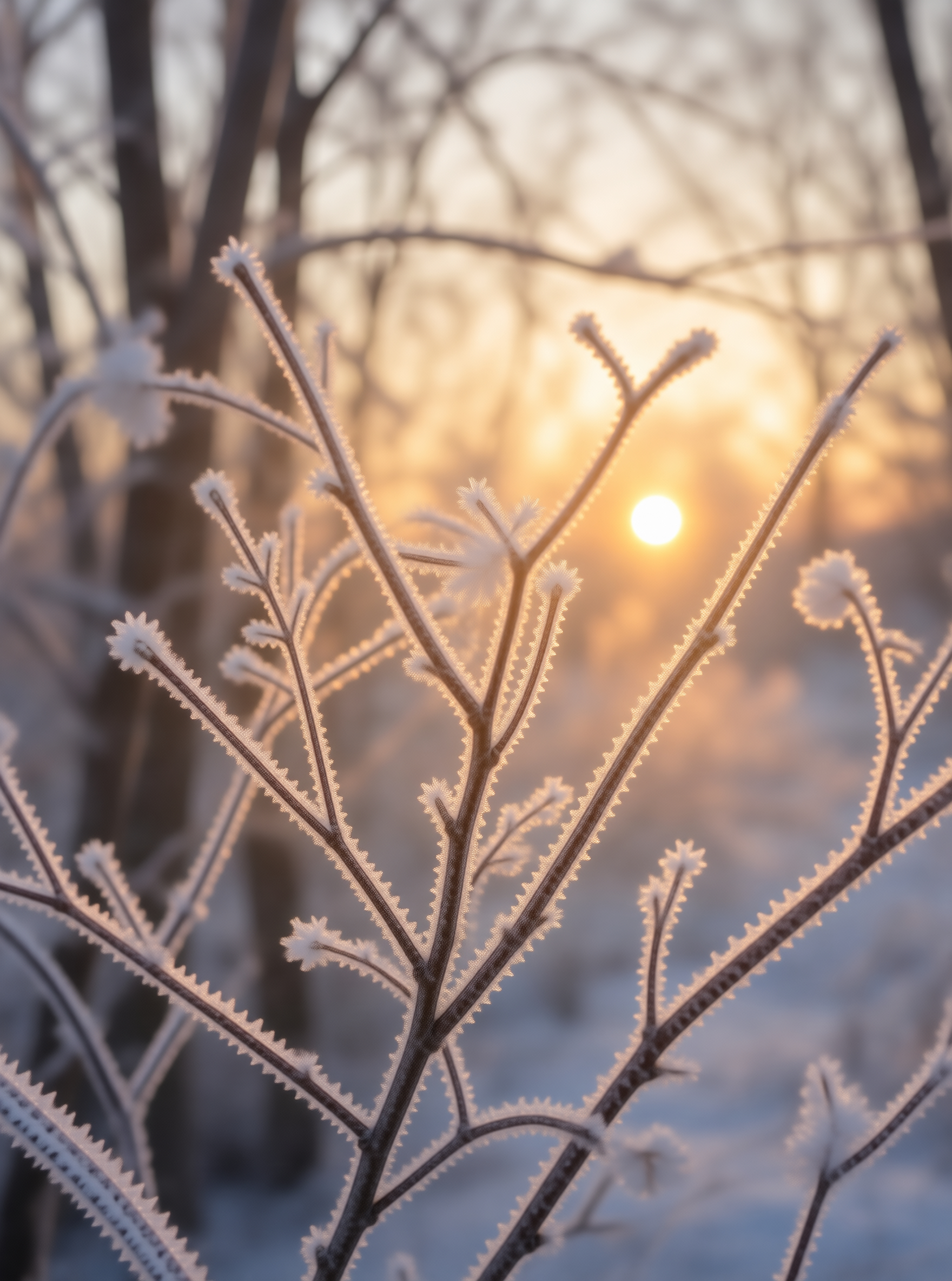 Frosty Branches at Sunrise