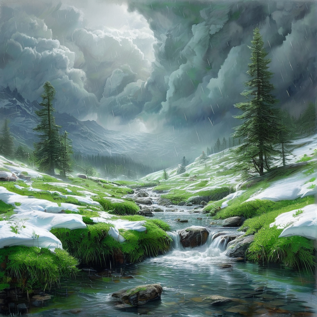 Snow Dappled Mountain Creek