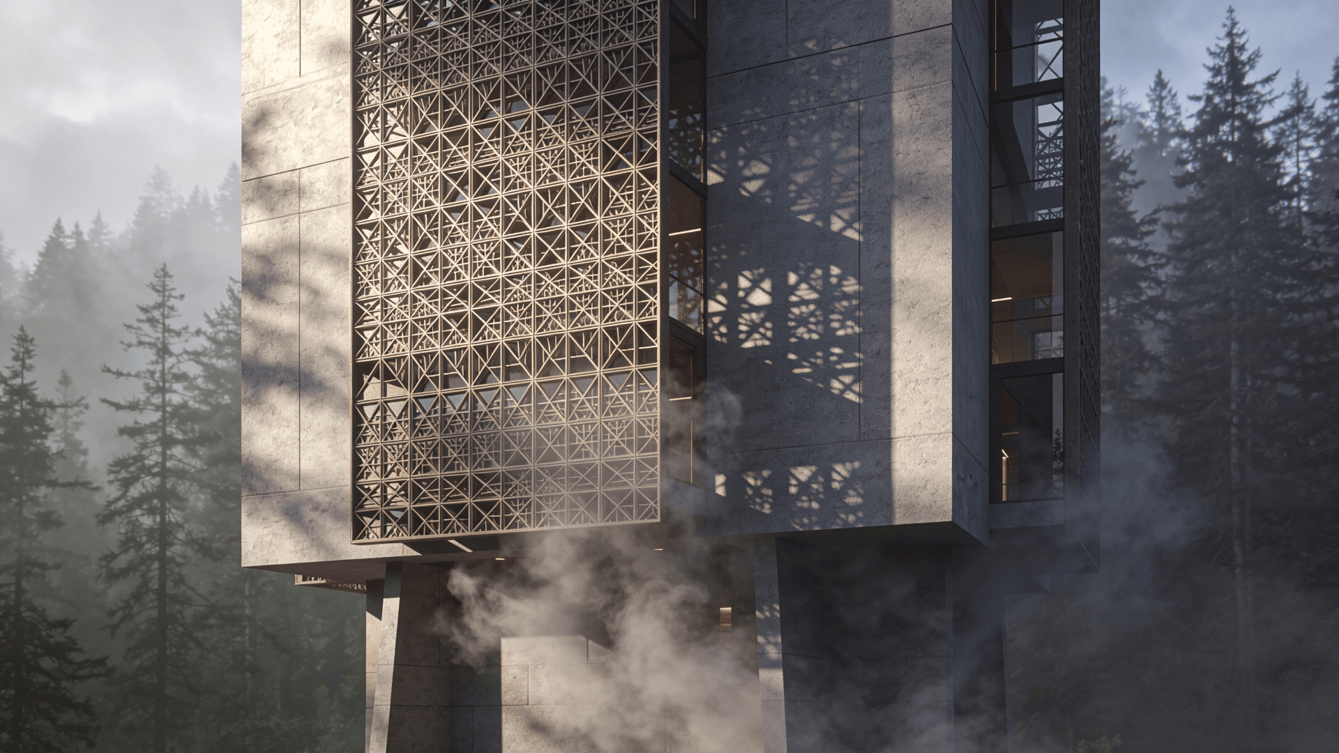 Observatory with Parametric Facade — Misty Forest