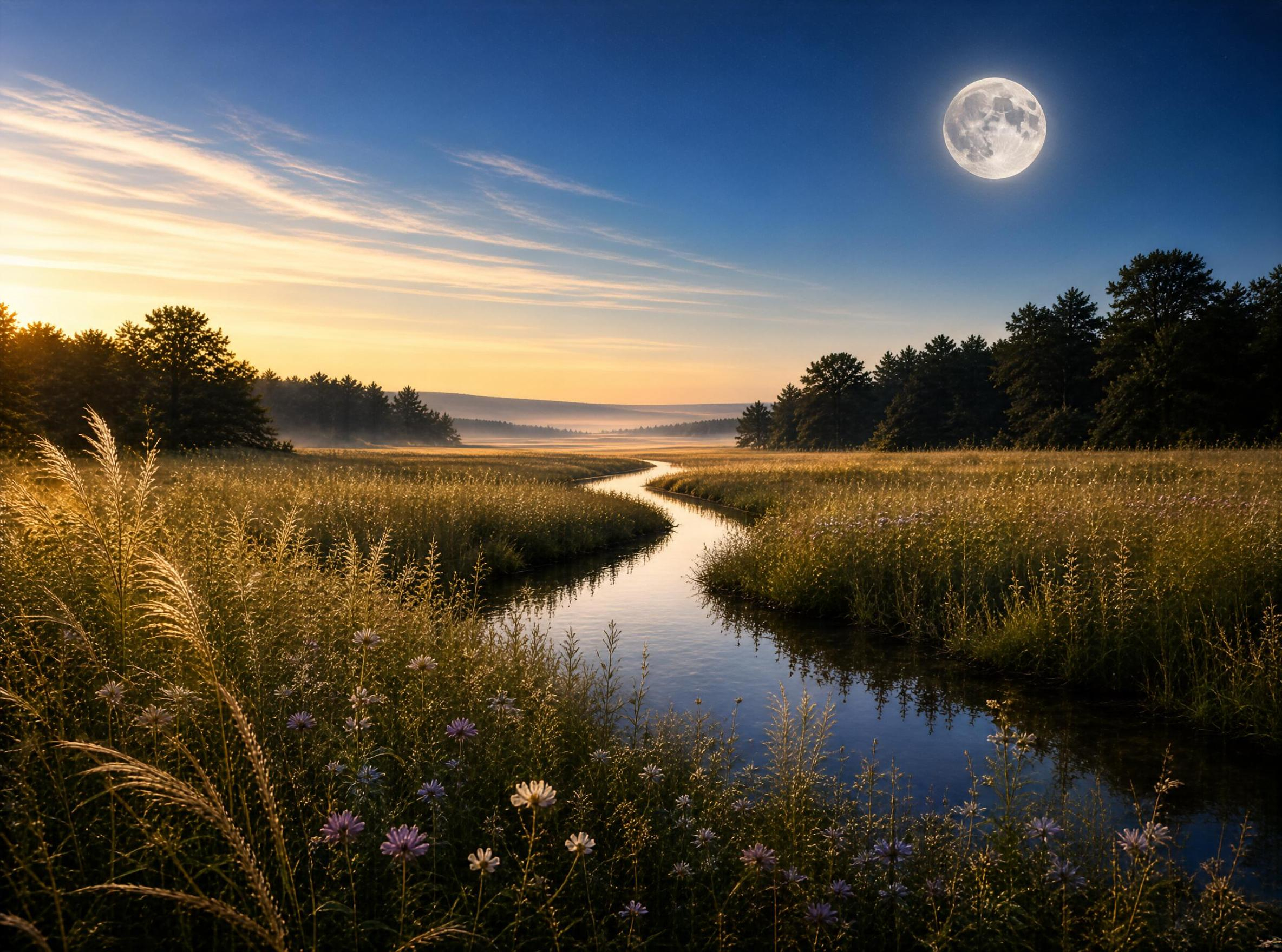 Moonlit Meadow Stream