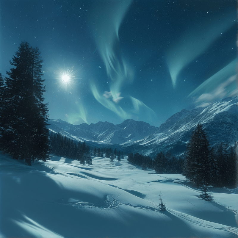 Aurora Over Snowy Peaks