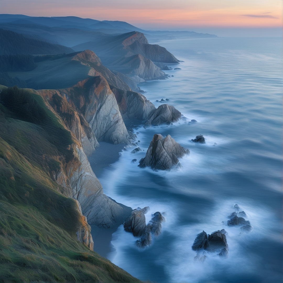 Misty Coastal Cliffs at Dawn