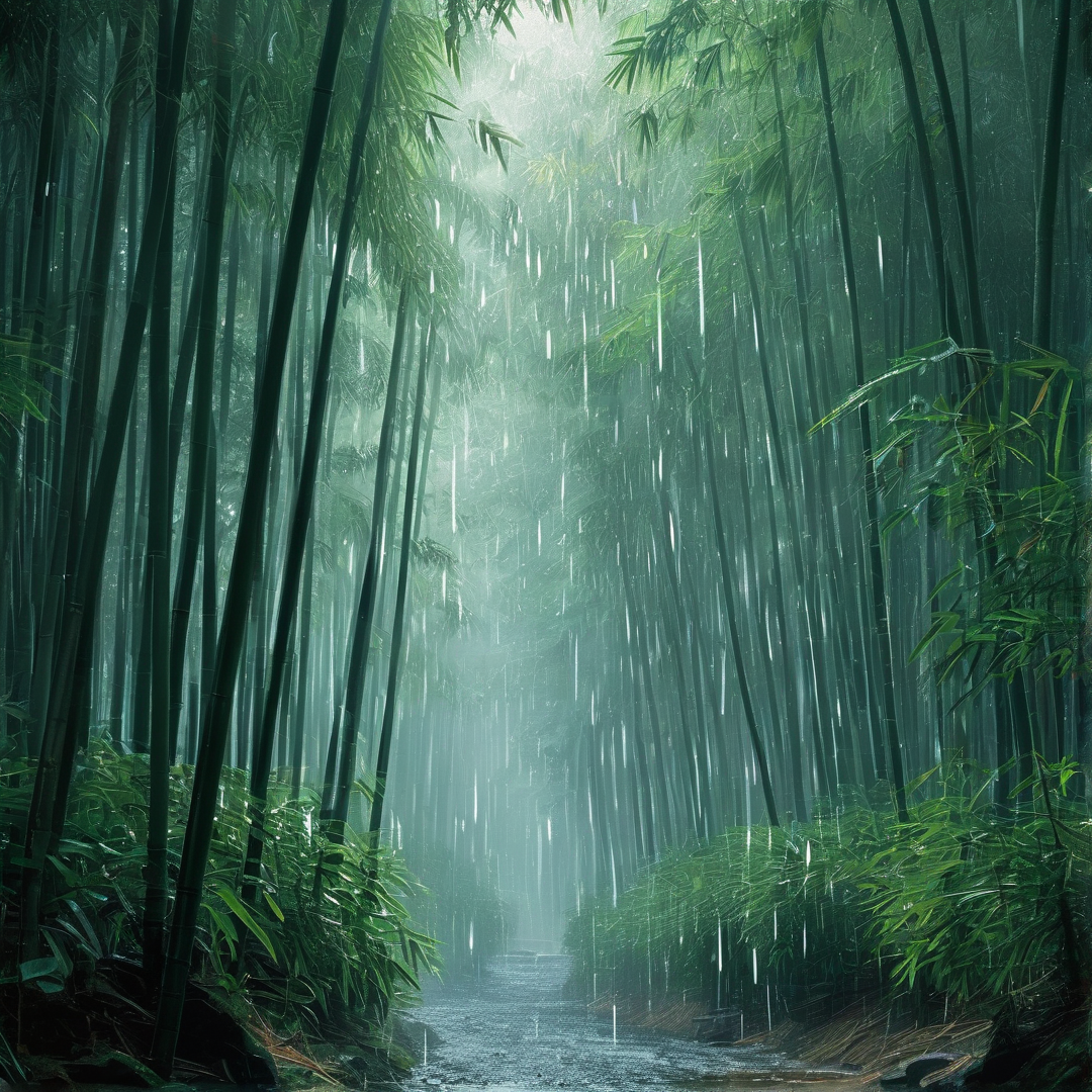 Rainy Bamboo Forest Path