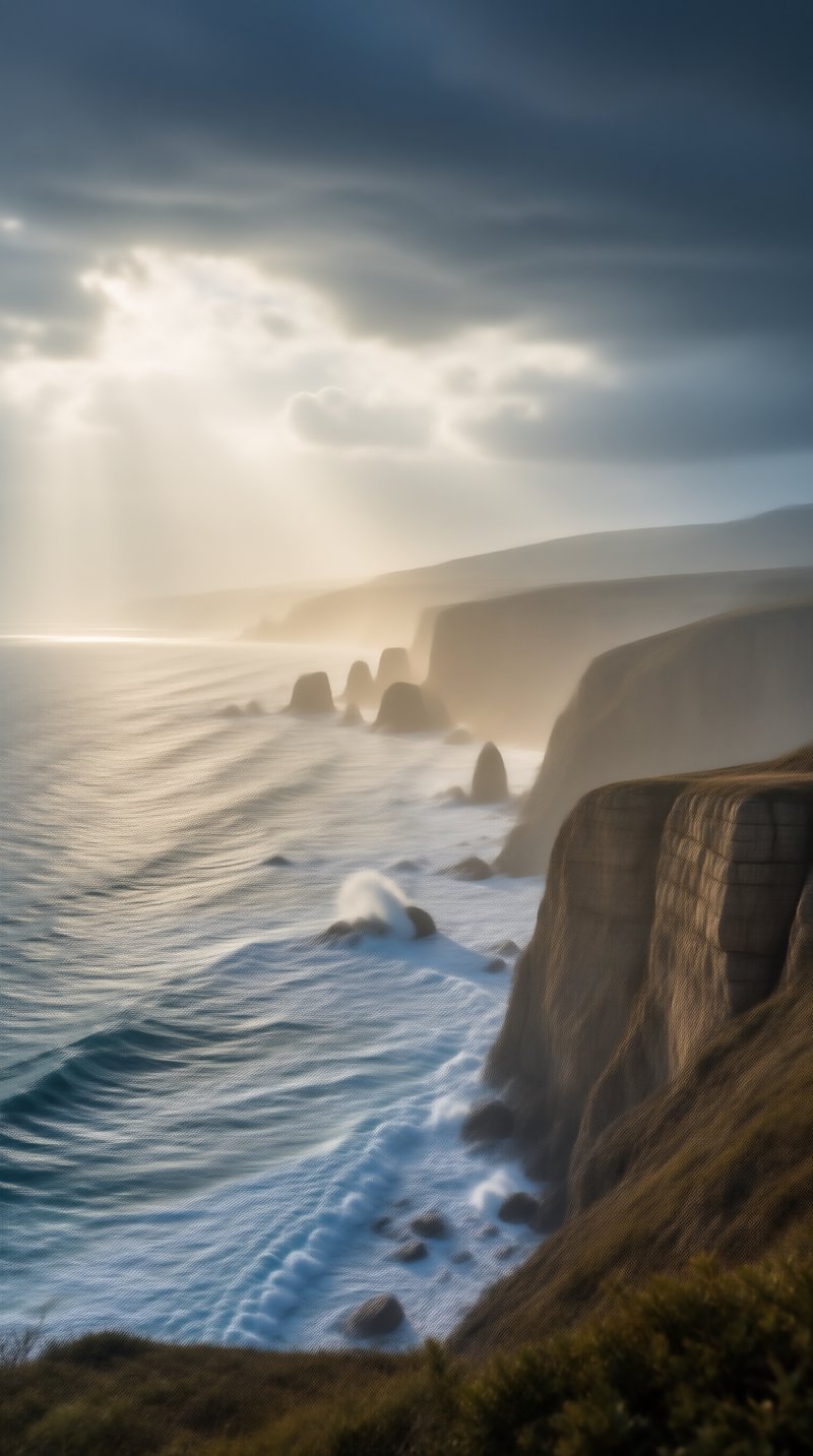 Misty Coastal Cliffs at Dawn