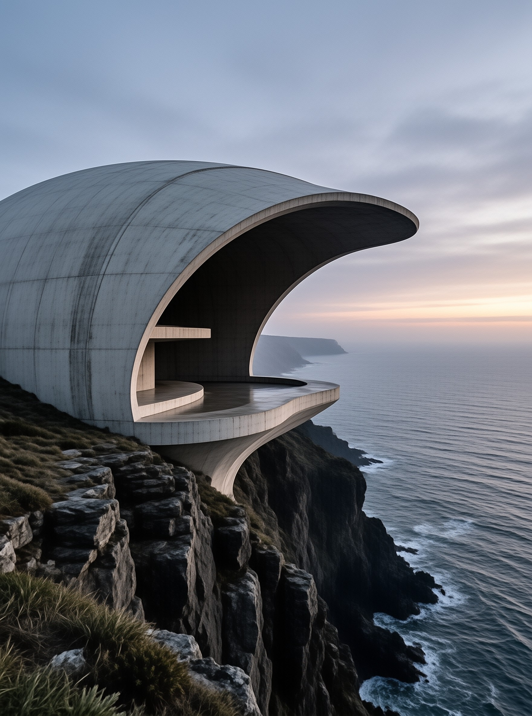Modern Curved Cliffside House