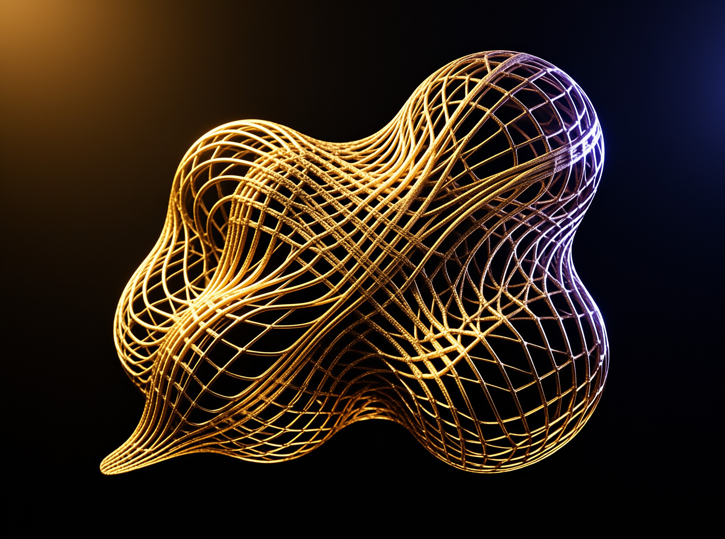 3D Golden Wireframe