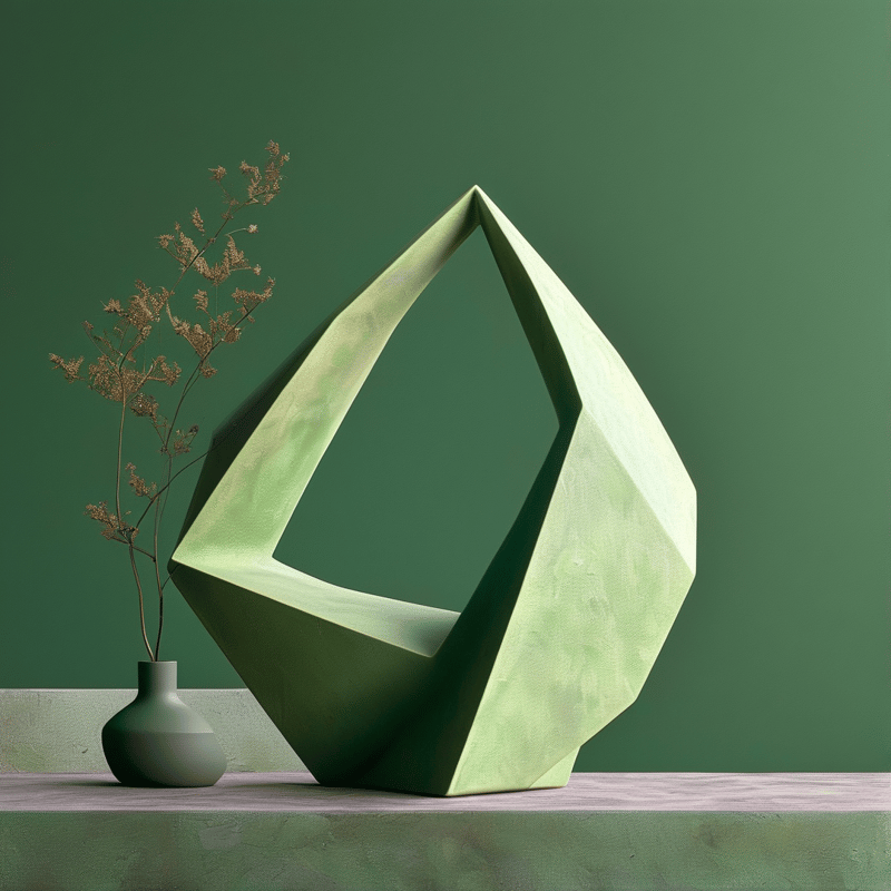 Green Geometric Sculpture