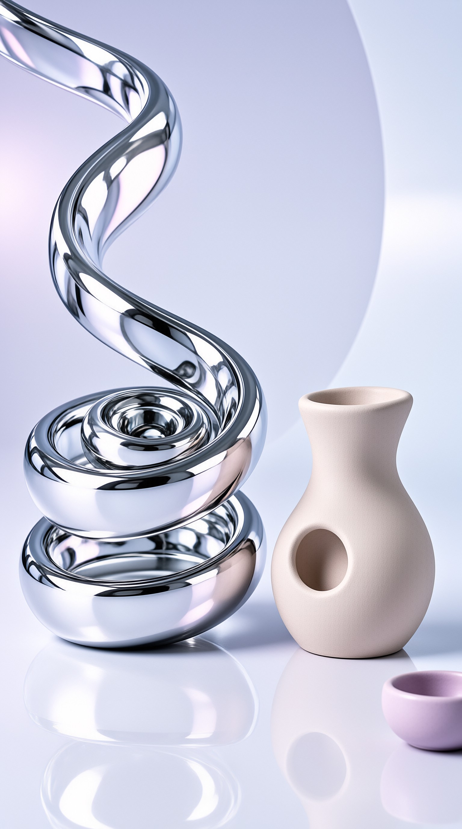 Chrome Spiral and Matte Vase