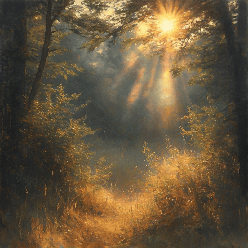 Sunlight Through Forest
