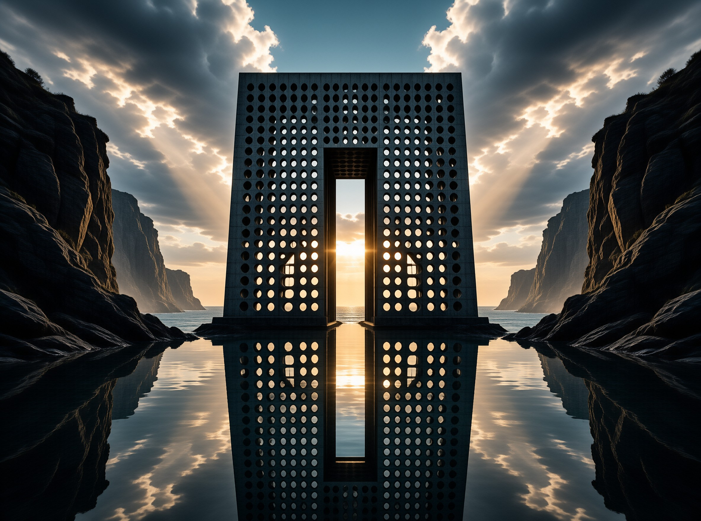 Perforated Gate at Sunset