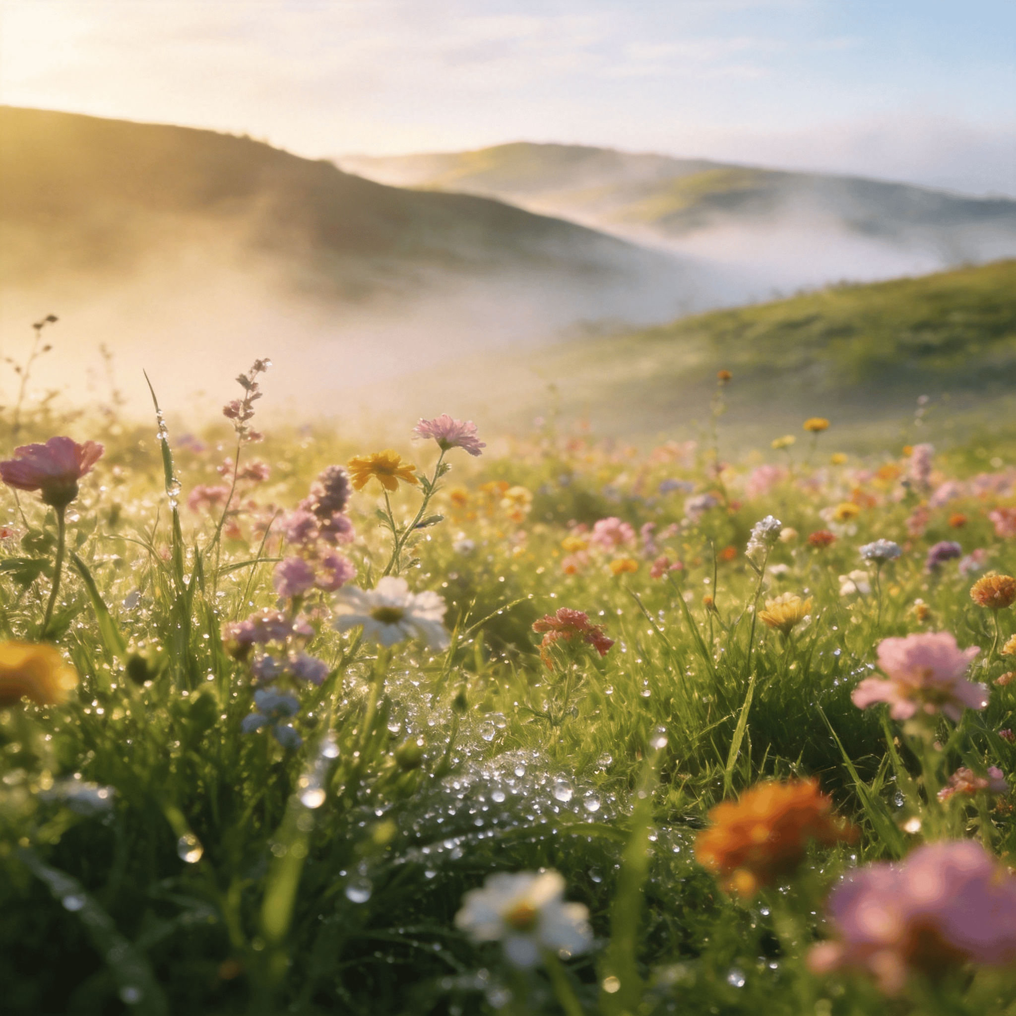 Fresh Green Spring Grass and Blooms