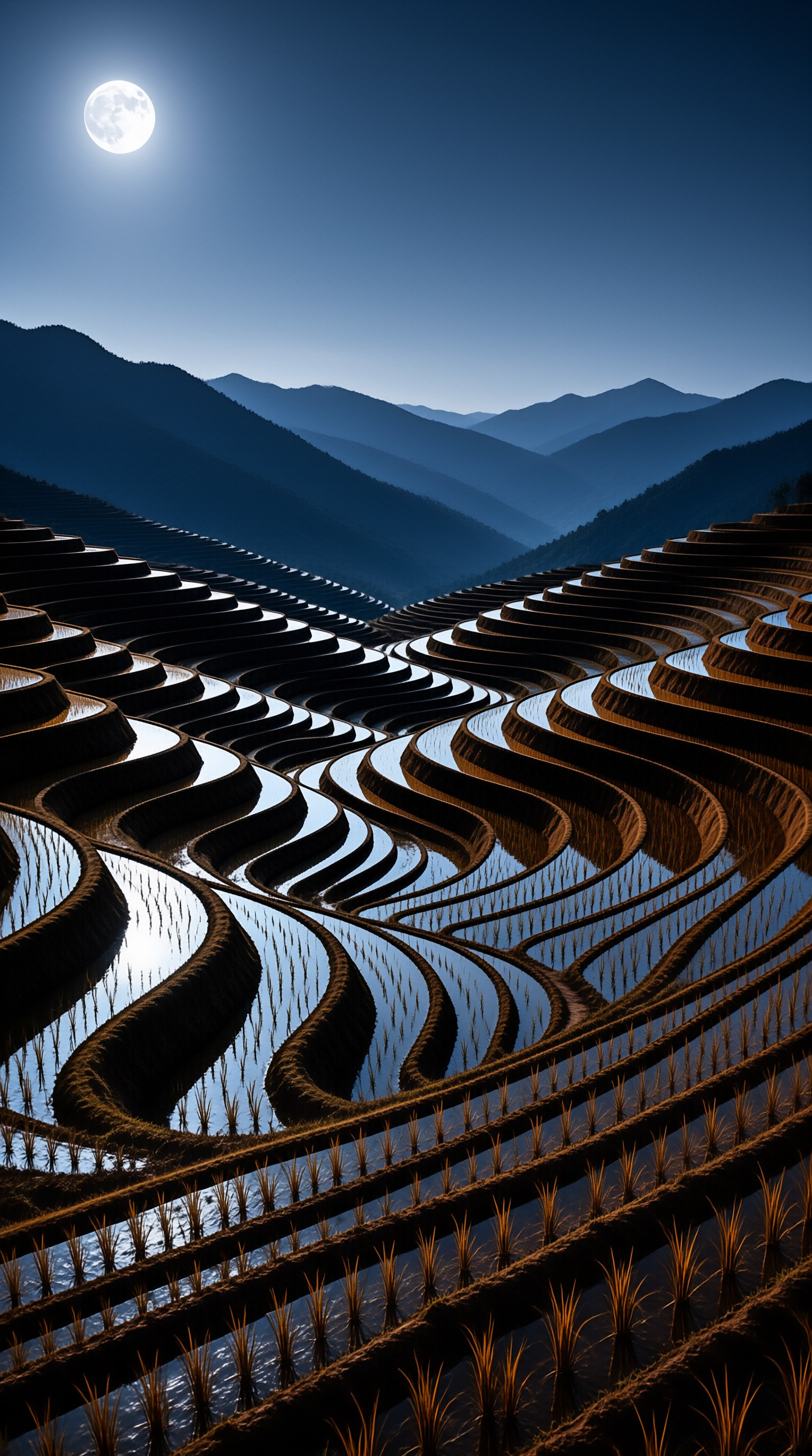 Moonlit Rice Terraces