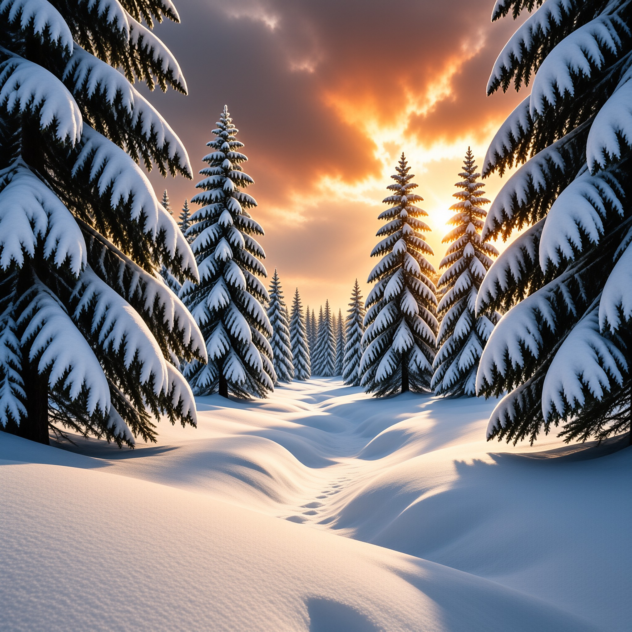 Winter Forest Sunset