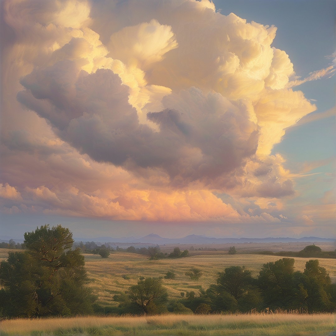Golden Clouds Over Landscape